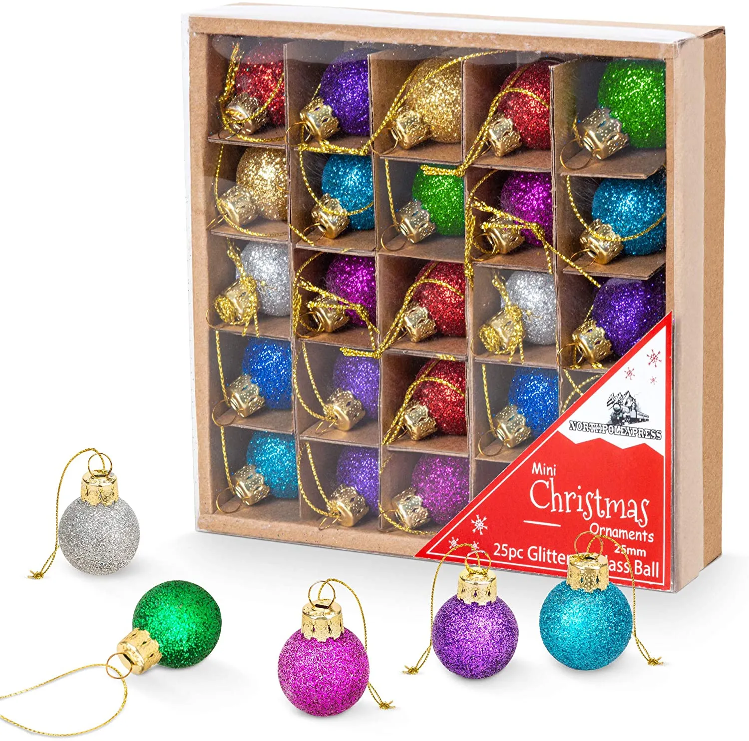 1 inch Multicolor Mini Glitter Glass Ball Ornaments