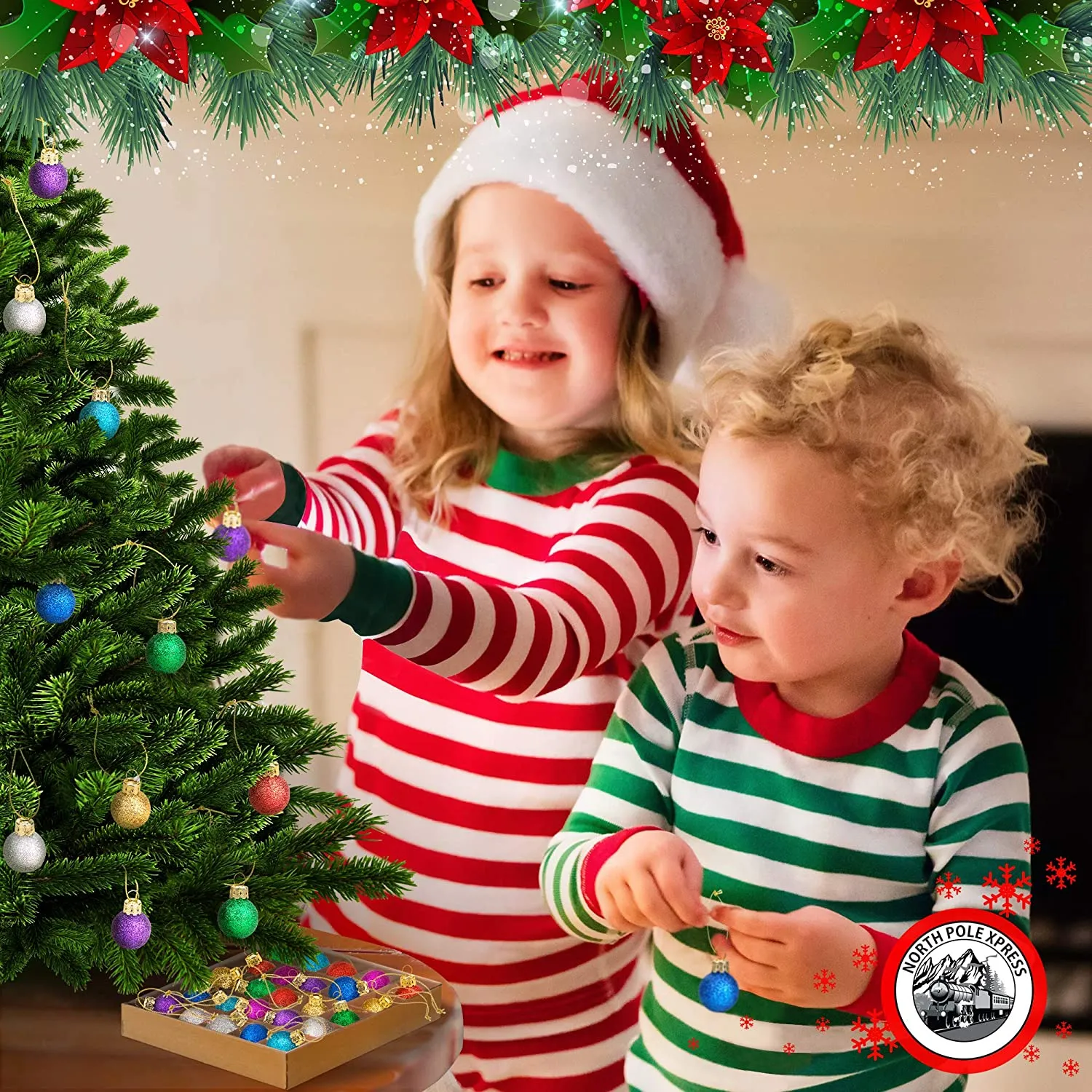 1 inch Multicolor Mini Glitter Glass Ball Ornaments