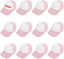 12 Pack Sublimation Blanks Hats,Customized Polyester Mesh Cap with Adjustable Snapback Strap for DIY Baseball Cap