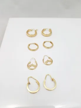 14k Yellow Gold Petite Hollow Hoop Lot