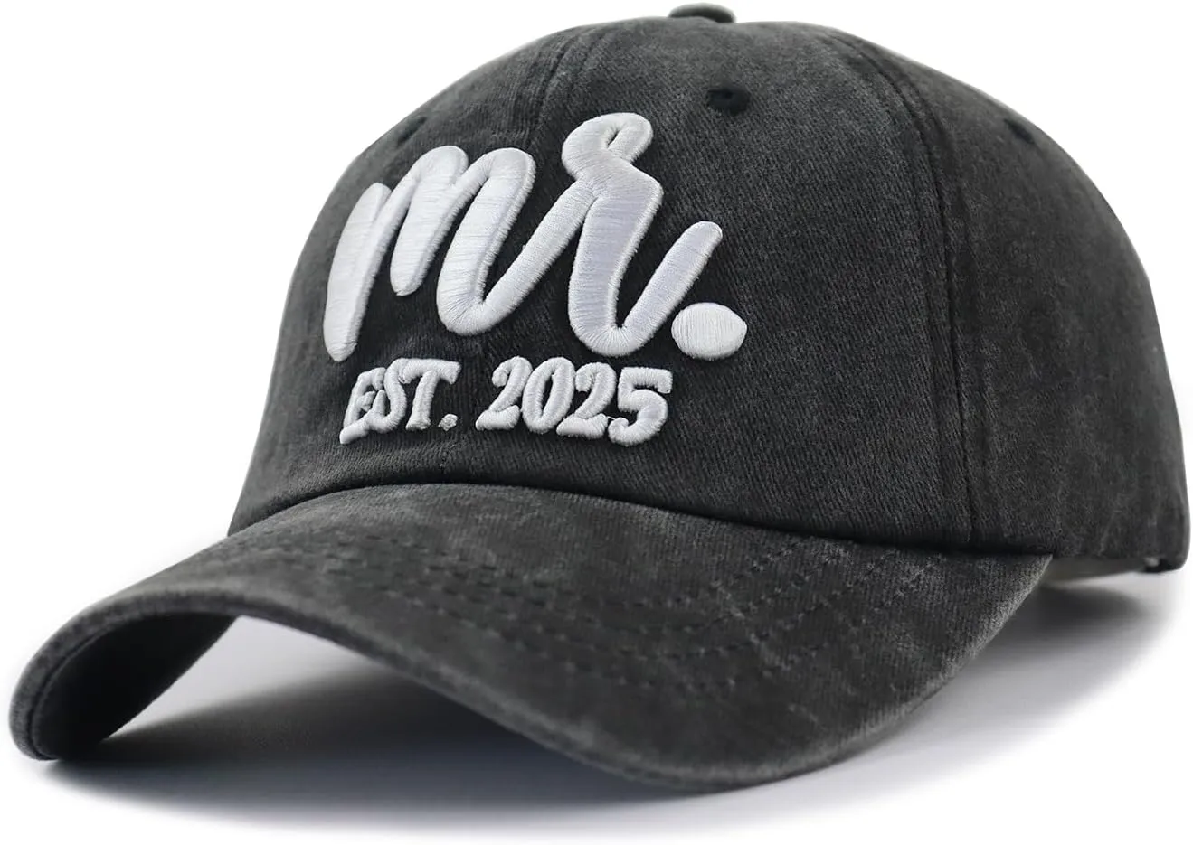 2 PCS Mr and Mrs Est 2025 Hats for Men Women, 3D Embroidered Adjustable Cotton Couples Baseball Cap