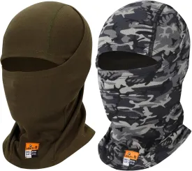 2PCS FR Balaclava Summer Lightweight Face Mask Flame Resistant for Industrial Workers Motorcyclists Windproof Dustproof Breathable Protective Headwear Camo/Army Green