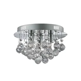 3 Light Chrome Flush Ceiling Light with Clear Acrylic Deco Drops