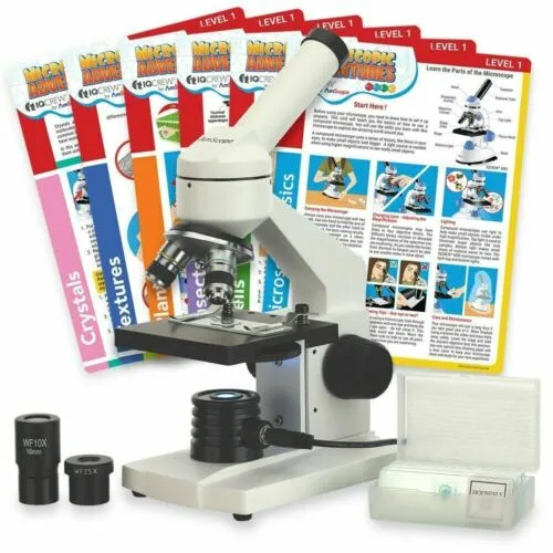 AmScope M102 Series Metal Frame Monocular Compound Microscope 40X-1000X Magnification with LED, Blank Slides and Experiment Cards