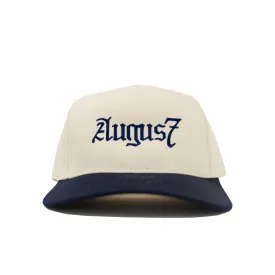 August 7 Year Anniversary "7" 5 Panel Snapback Hat (Navy/Natural)