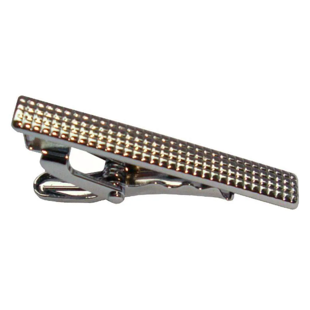 Bassin and Brown Textured Tie Bar - Silver
