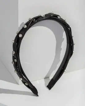 Black Crystal Detail Twist Headband