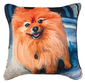 Blue Pom Pomeranian Pillow by Robert McClintock©
