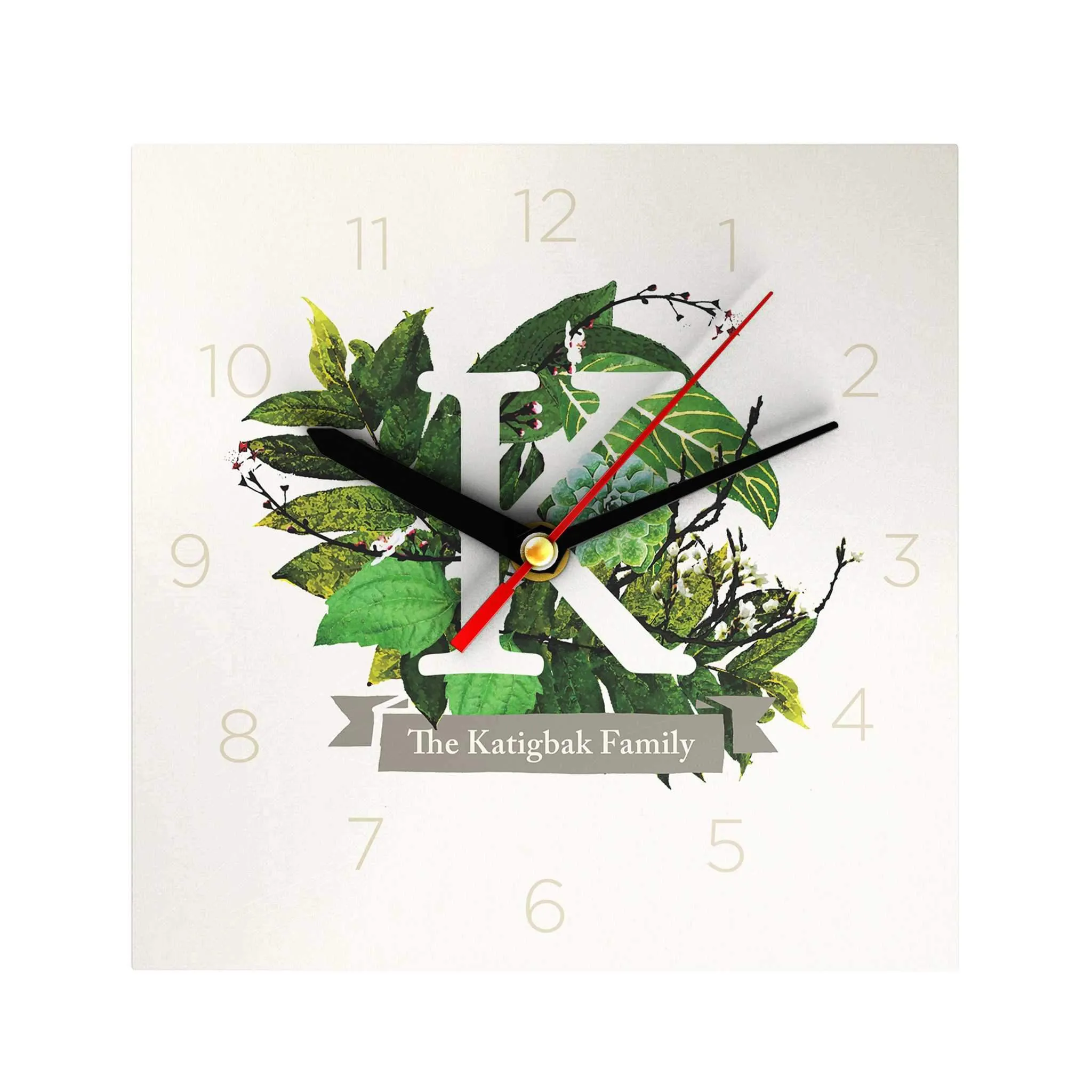 Botanical Monogram Clock