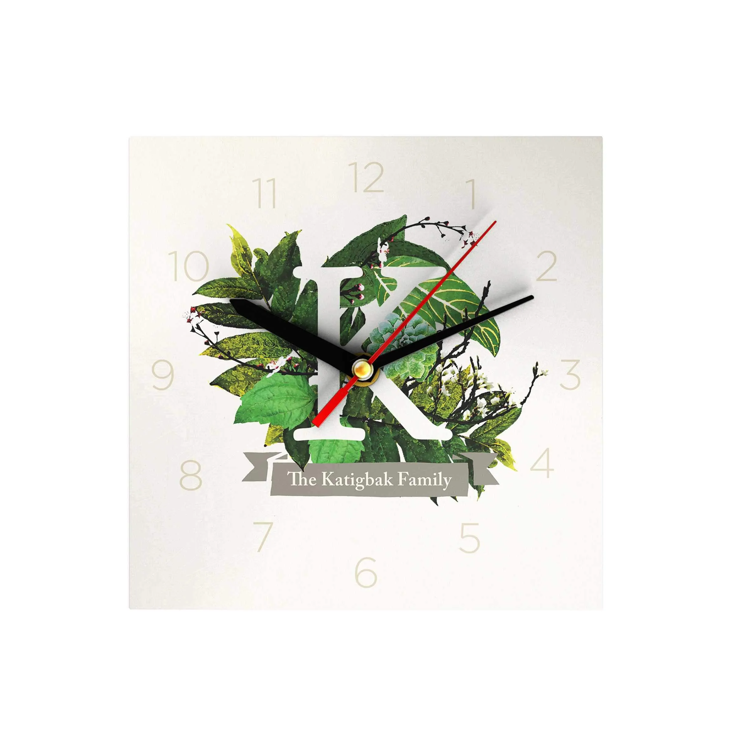 Botanical Monogram Clock