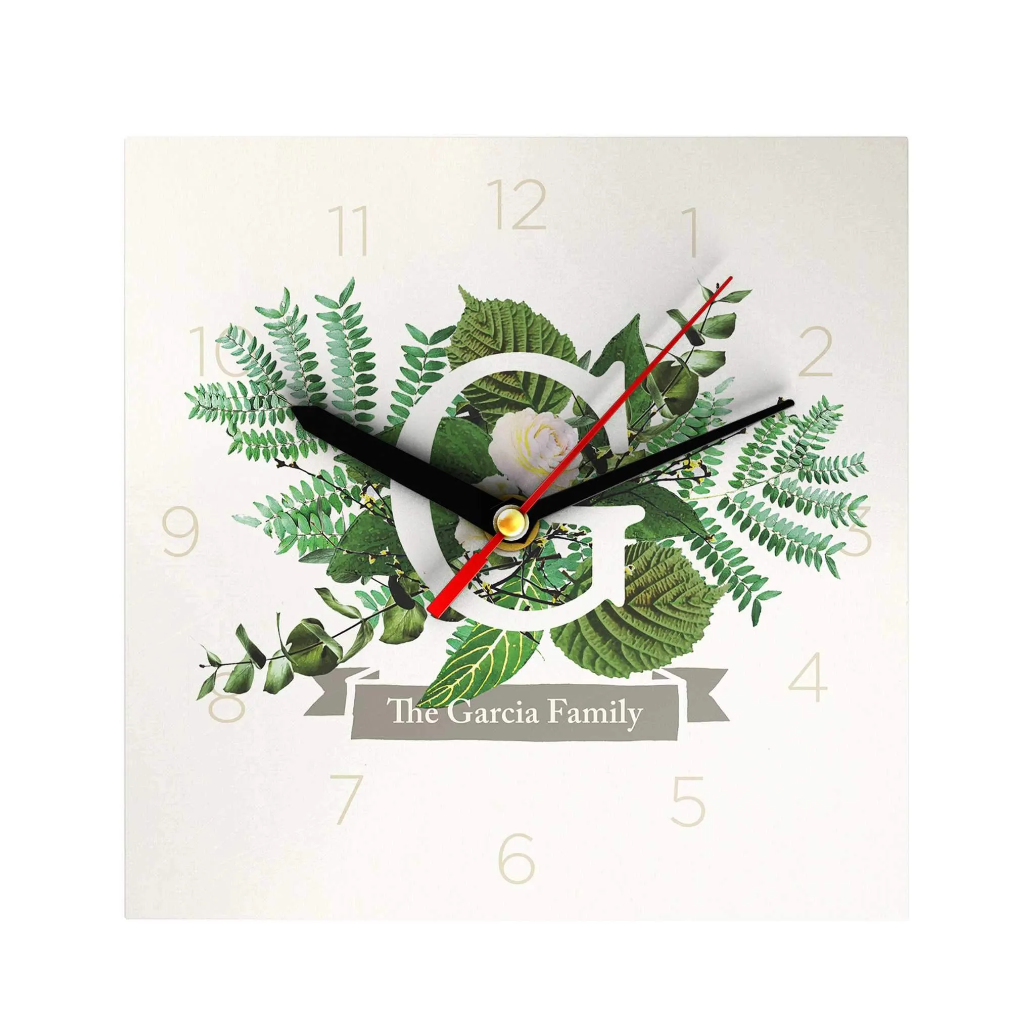 Botanical Monogram Clock
