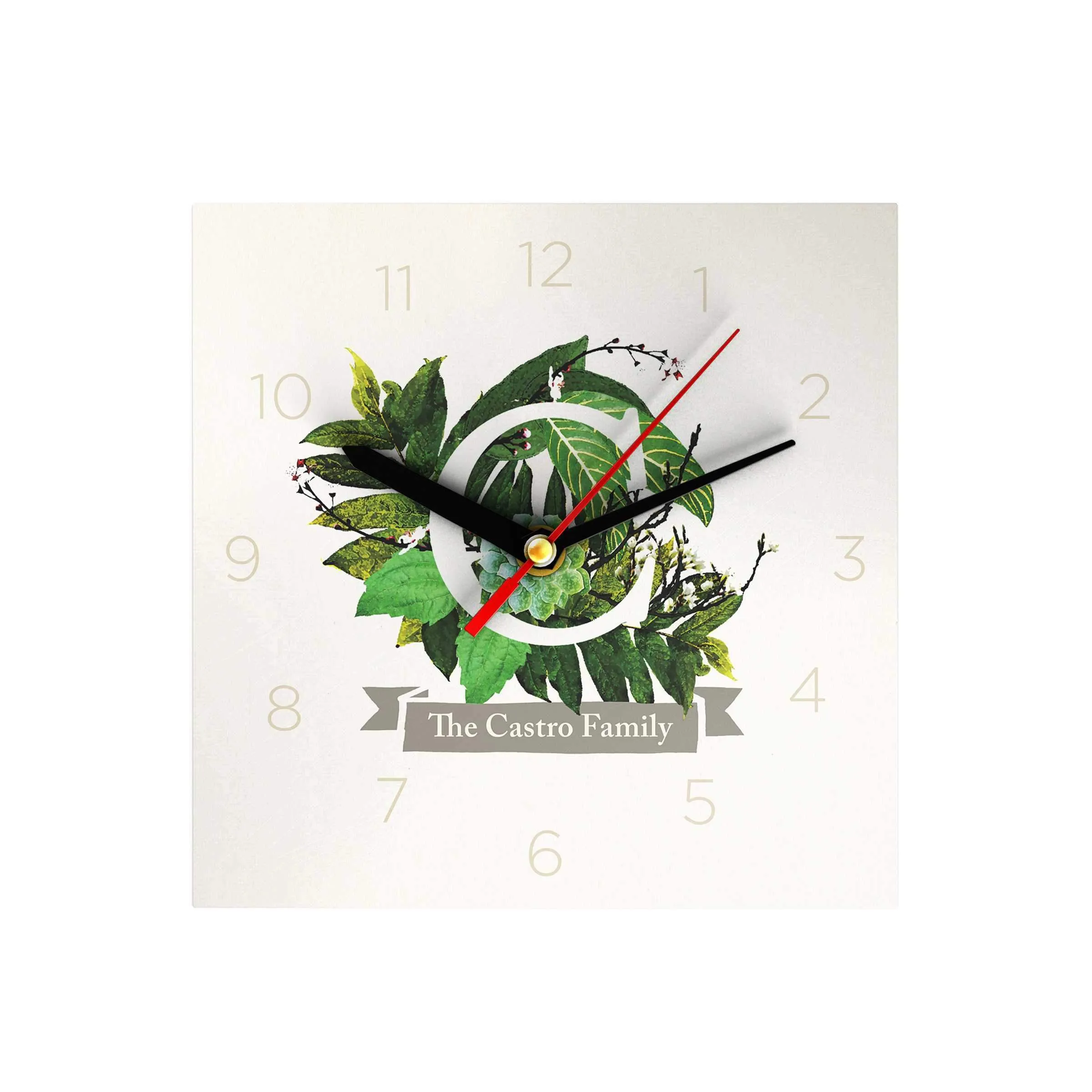 Botanical Monogram Clock
