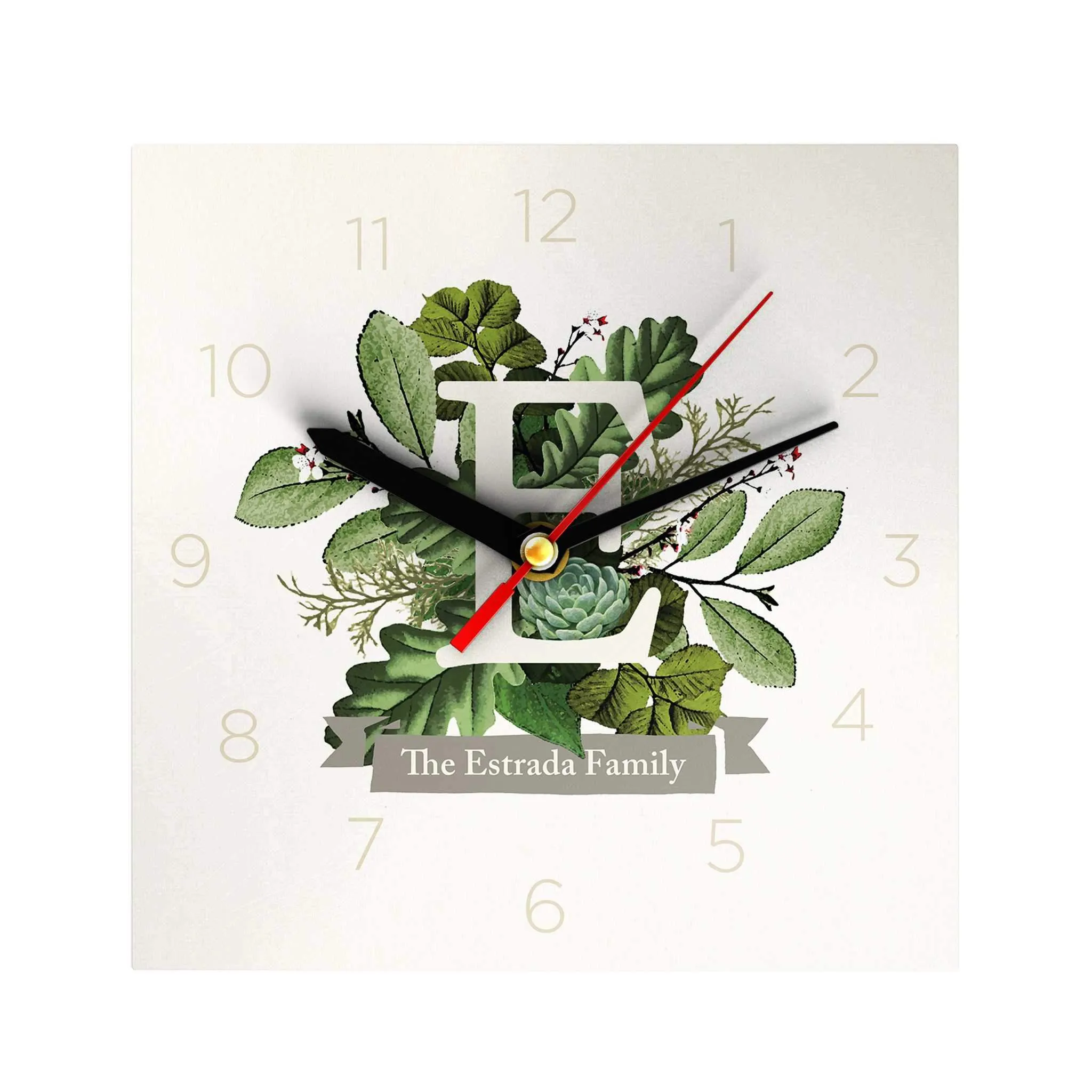 Botanical Monogram Clock