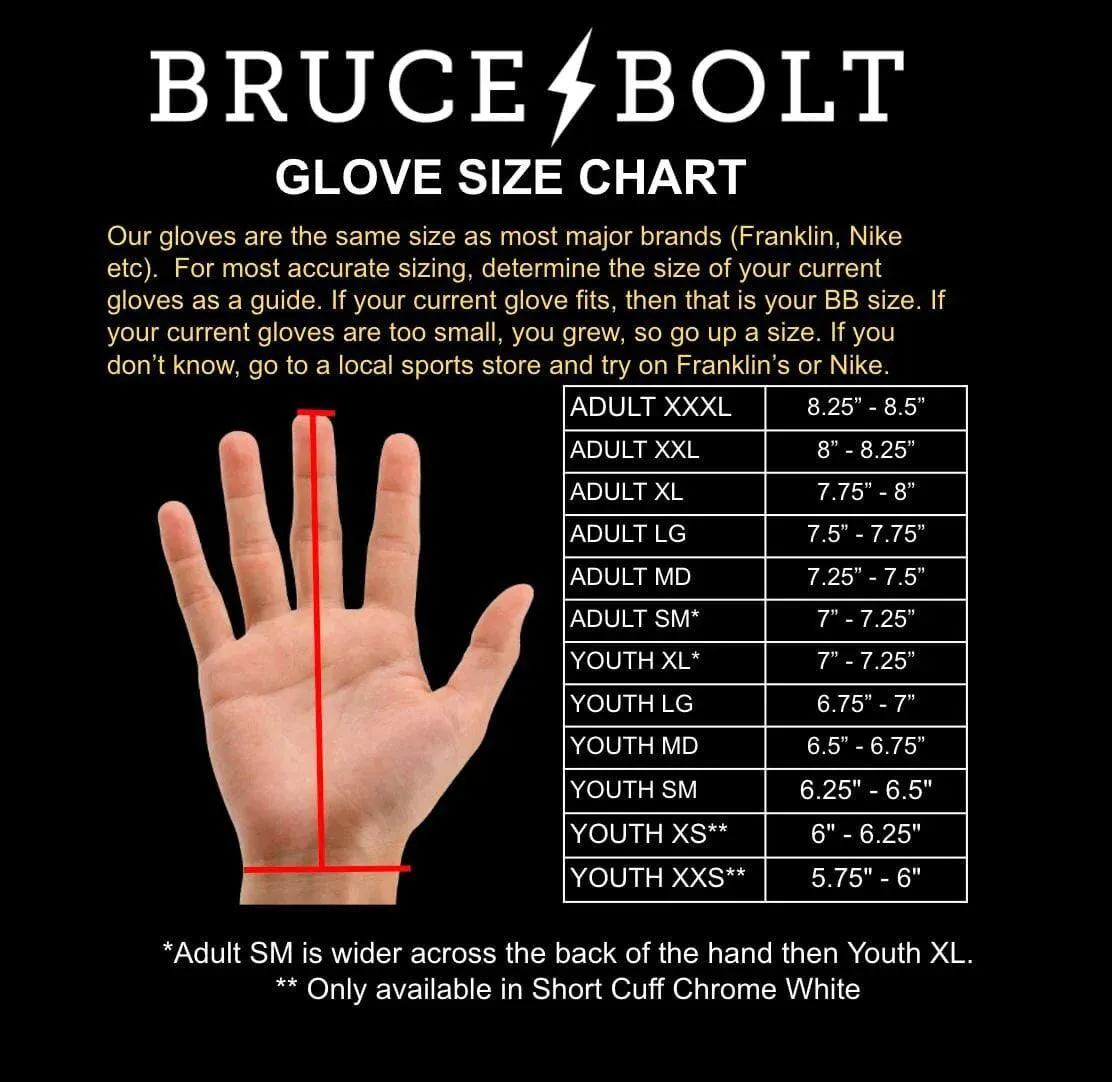 Bruce Bolt PREMIUM PRO Long Cuff Batting Gloves: Yellow