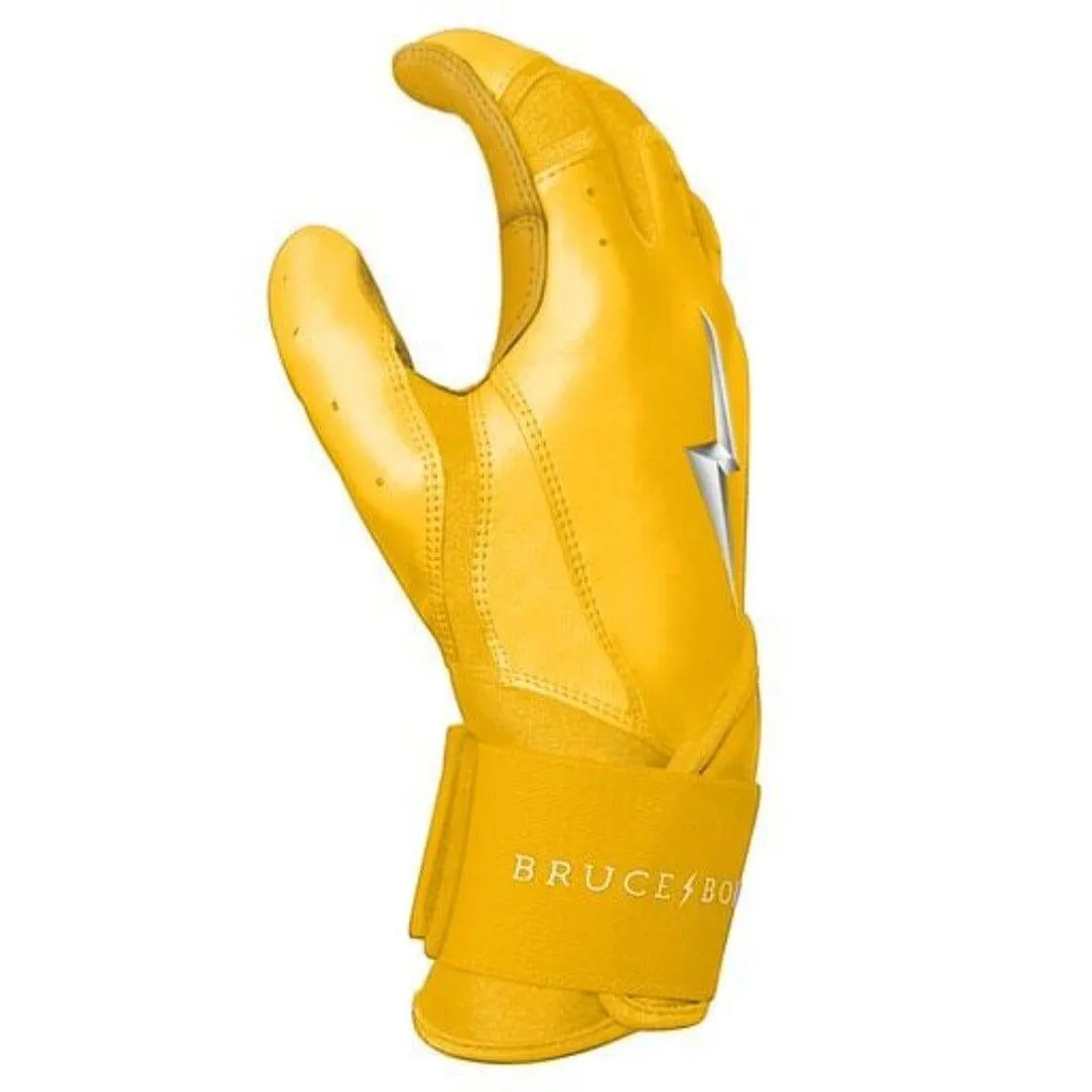 Bruce Bolt PREMIUM PRO Long Cuff Batting Gloves: Yellow