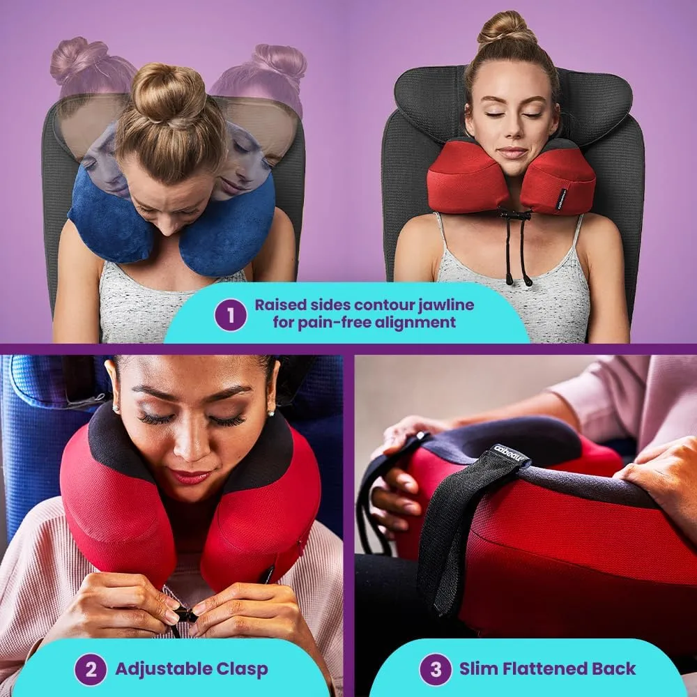 Cabeau Airplane Travel Pillow for Long Flights - Evolution S3 - Supportive Memory Foam with Seat Straps to Secure Your Head and Neck and Provides 360 Support (Steel Grey)