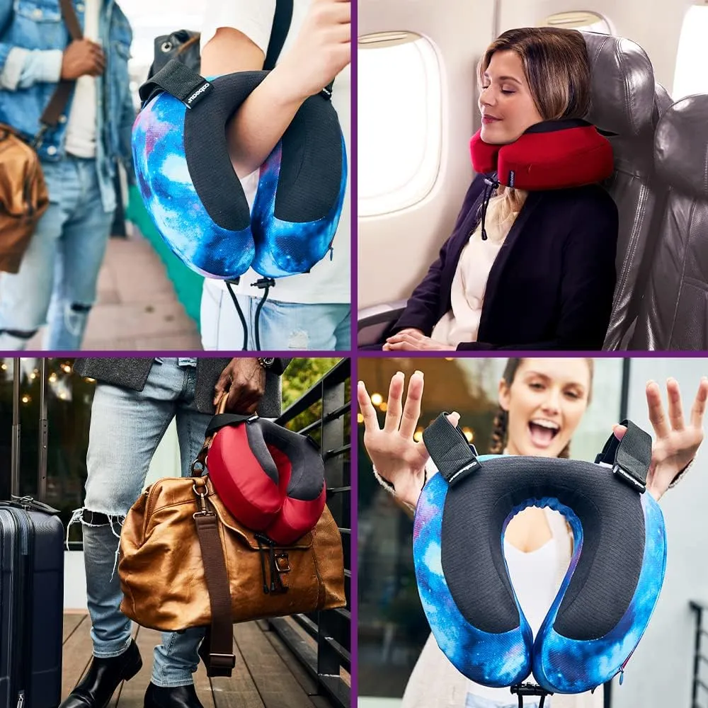 Cabeau Airplane Travel Pillow for Long Flights - Evolution S3 - Supportive Memory Foam with Seat Straps to Secure Your Head and Neck and Provides 360 Support (Steel Grey)