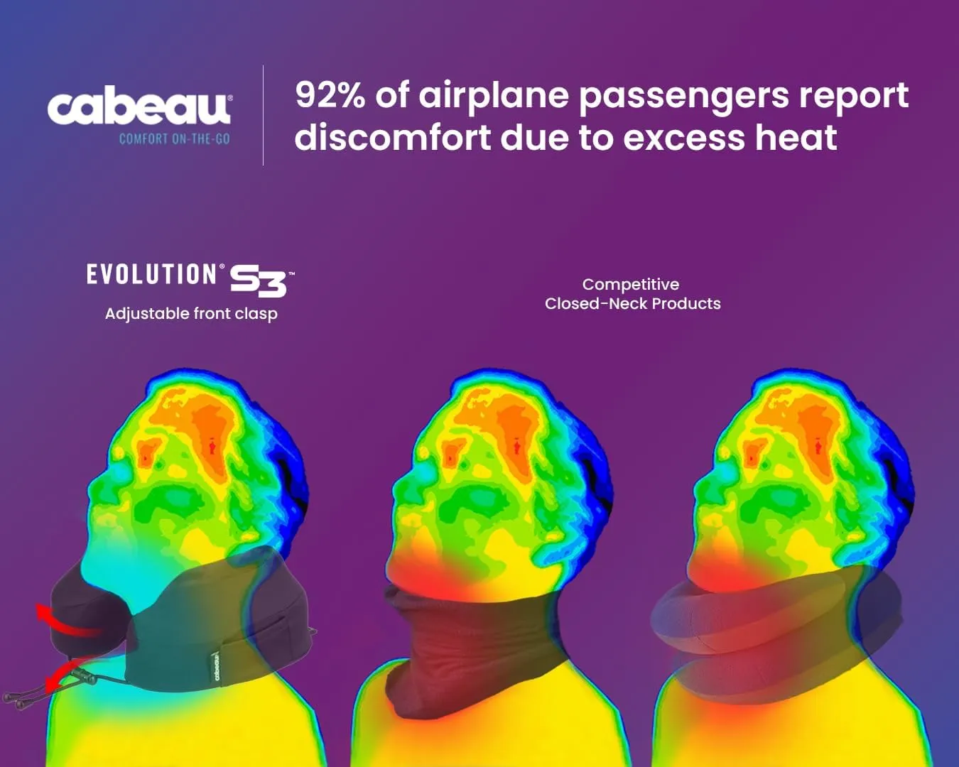 Cabeau Airplane Travel Pillow for Long Flights - Evolution S3 - Supportive Memory Foam with Seat Straps to Secure Your Head and Neck and Provides 360 Support (Steel Grey)