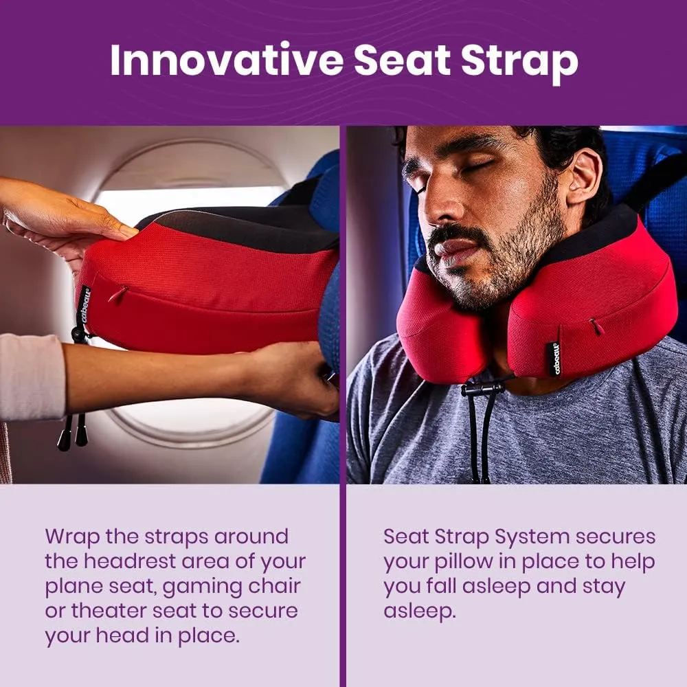 Cabeau Airplane Travel Pillow for Long Flights - Evolution S3 - Supportive Memory Foam with Seat Straps to Secure Your Head and Neck and Provides 360 Support (Steel Grey)