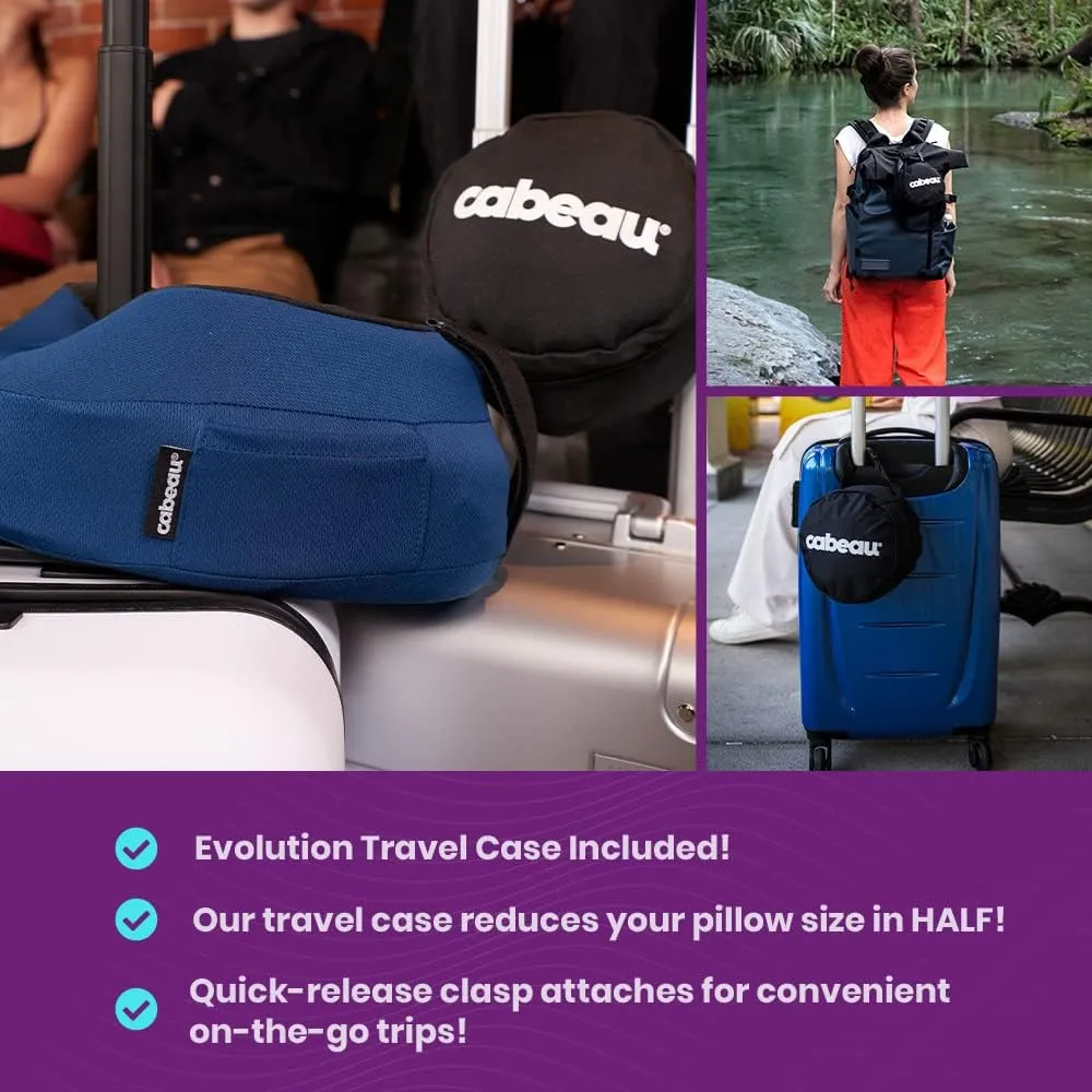 Cabeau Airplane Travel Pillow for Long Flights - Evolution S3 - Supportive Memory Foam with Seat Straps to Secure Your Head and Neck and Provides 360 Support (Steel Grey)