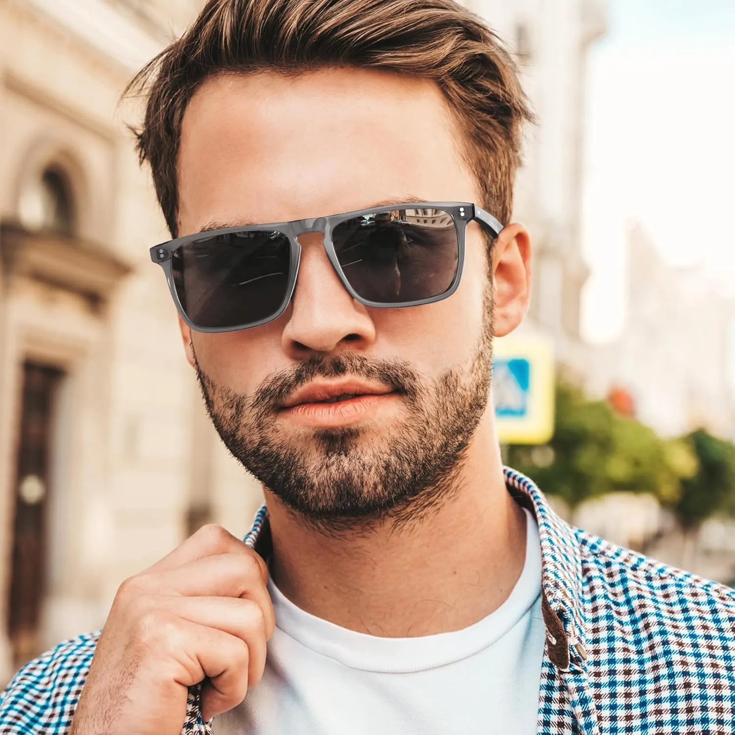 CARFIA Retro Polarized Sunglasses for Men UV Protection Hand-crafted Acetate Frame Fashion Cool Sun Glasses CA53572