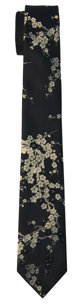 Cherry Blossom Tie in Black & Gold
