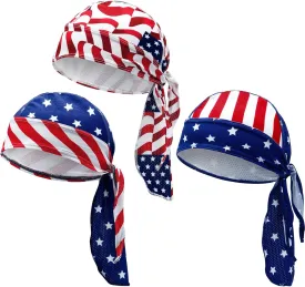 Chuangdi 3 Pcs Do Rags Dew Rag Skull Caps for Men Bandana Beanie Helmet Liner Hats Cycling Head Wraps for Men Women