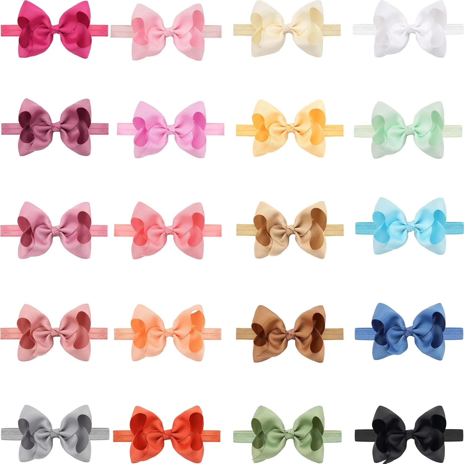 CLLOT Baby Girls Headbands Grosgrain Ribbon 4.5" Hair Bows Headband Big Bow Hair Bands for Toddler Pack of 20