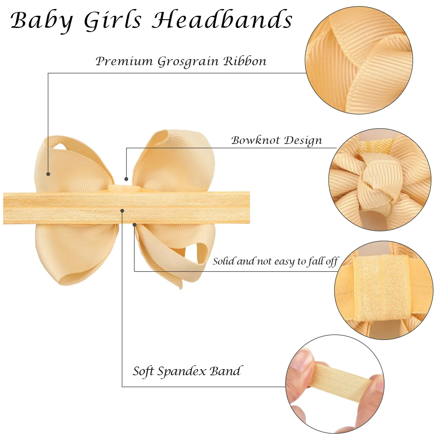 CLLOT Baby Girls Headbands Grosgrain Ribbon 4.5" Hair Bows Headband Big Bow Hair Bands for Toddler Pack of 20