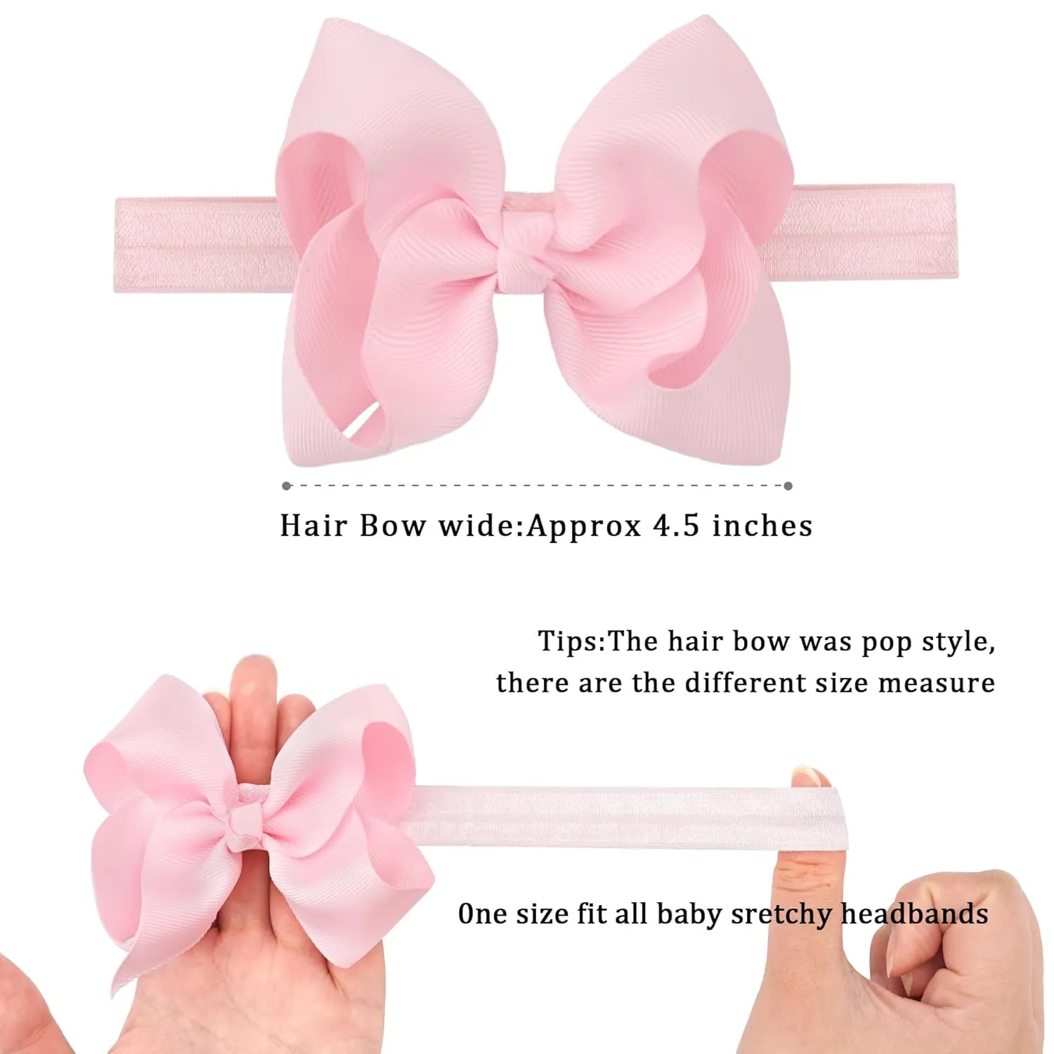 CLLOT Baby Girls Headbands Grosgrain Ribbon 4.5" Hair Bows Headband Big Bow Hair Bands for Toddler Pack of 20