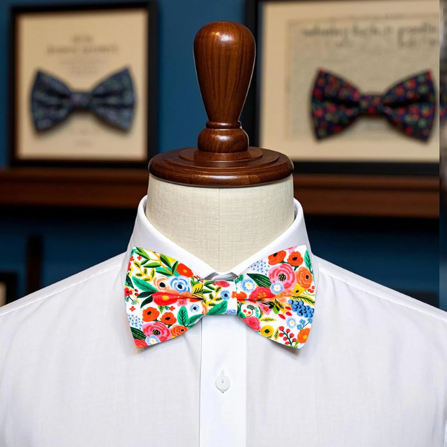Colorful Fun Pattern Pre-Tied Bow Tie Mens Floral Space Adjustable Bowtie