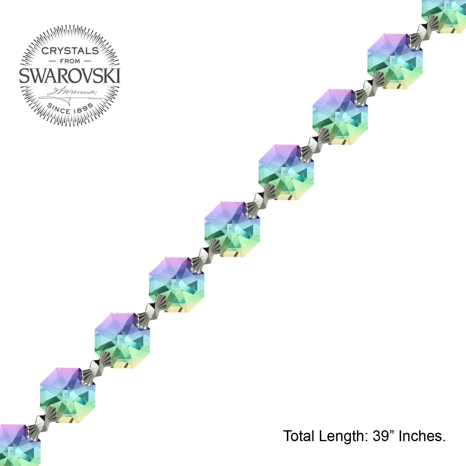 Crystal Garland Swarovski Strass Aurora Borealis Octagon Lily Prisms Crystal Strand
