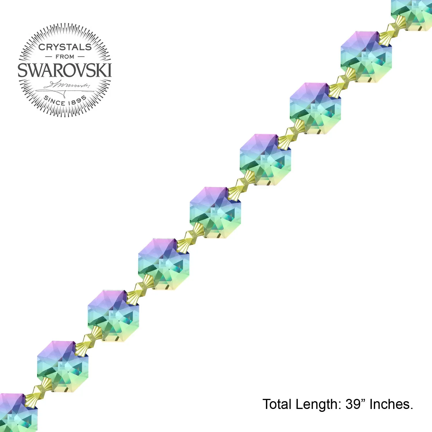 Crystal Garland Swarovski Strass Aurora Borealis Octagon Lily Prisms Crystal Strand