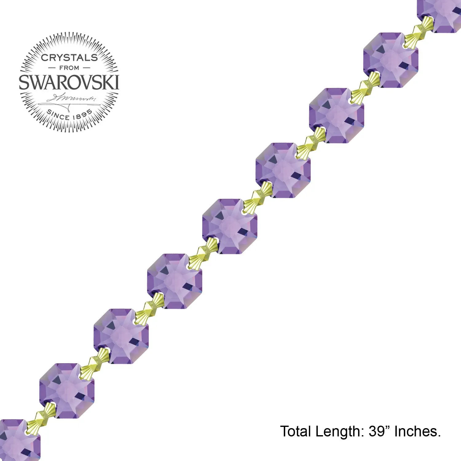 Crystal Garland Swarovski Strass Blue Violet Octagon Lily Prisms Crystal Strand