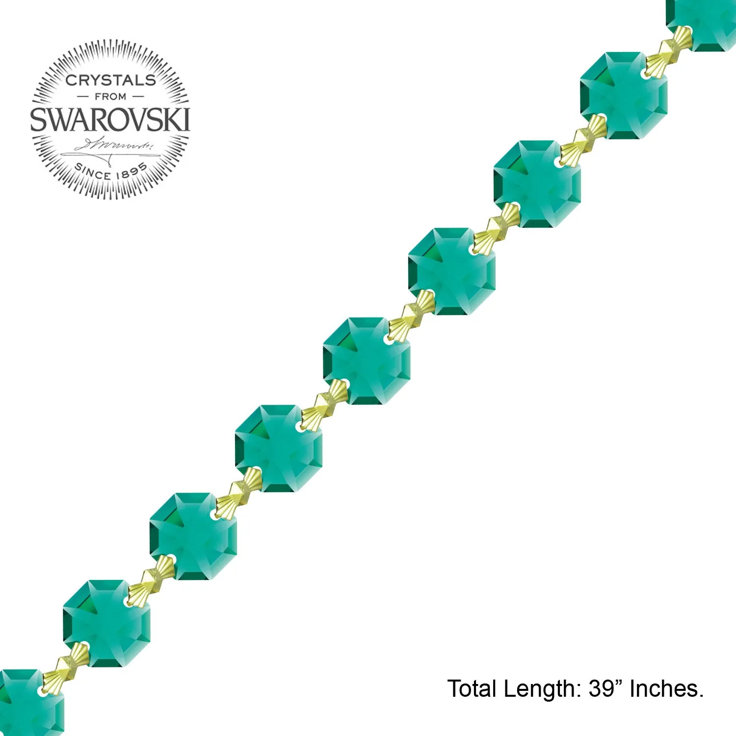 Crystal Garland Swarovski Strass Emerald Octagon Lily Prisms Crystal Strand