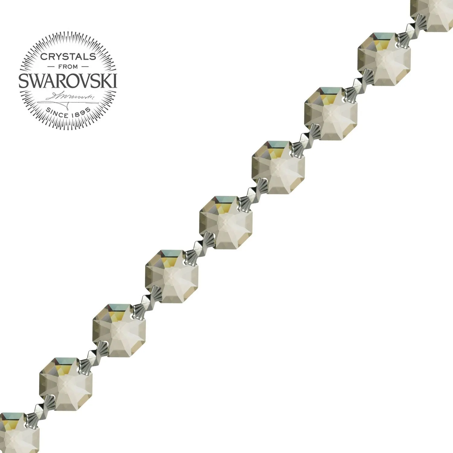 Crystal Garland Swarovski Strass Golden Teak Octagon Lily Prisms Crystal Strand