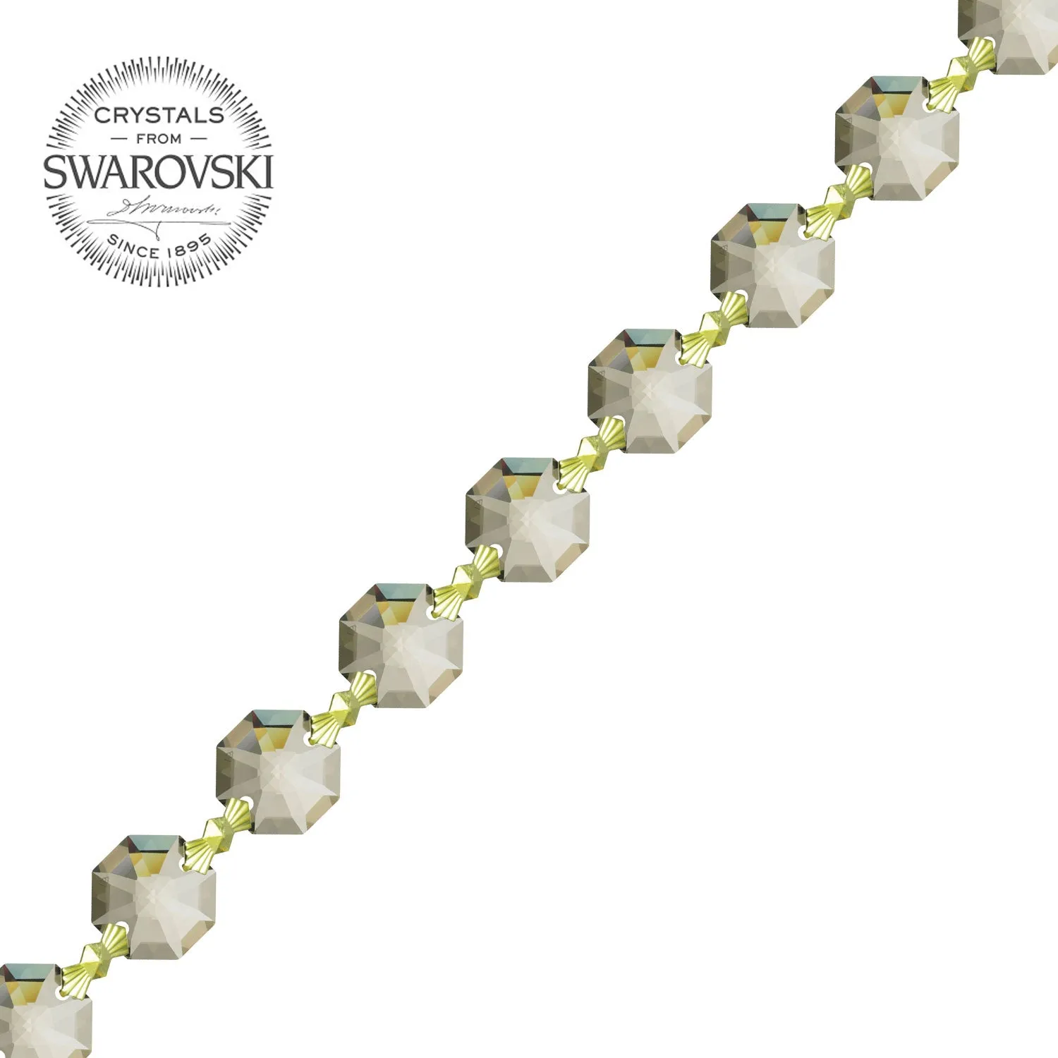 Crystal Garland Swarovski Strass Golden Teak Octagon Lily Prisms Crystal Strand