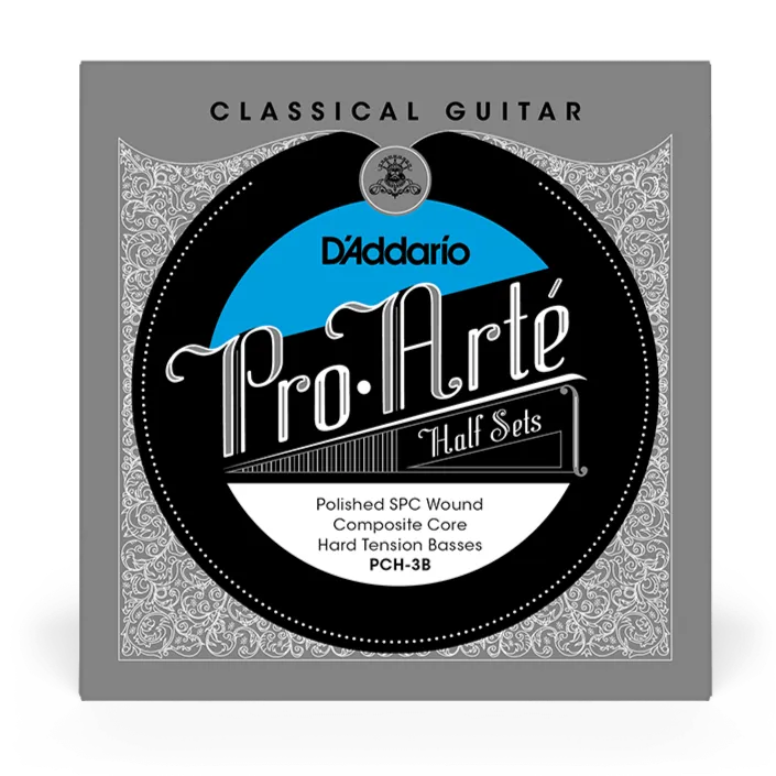 D'Addario PCH-3B Pro-Arte Semi-Polished Silver Plated Classical Guitar Half Set Hard Tension