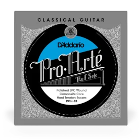 D'Addario PCH-3B Pro-Arte Semi-Polished Silver Plated Classical Guitar Half Set Hard Tension