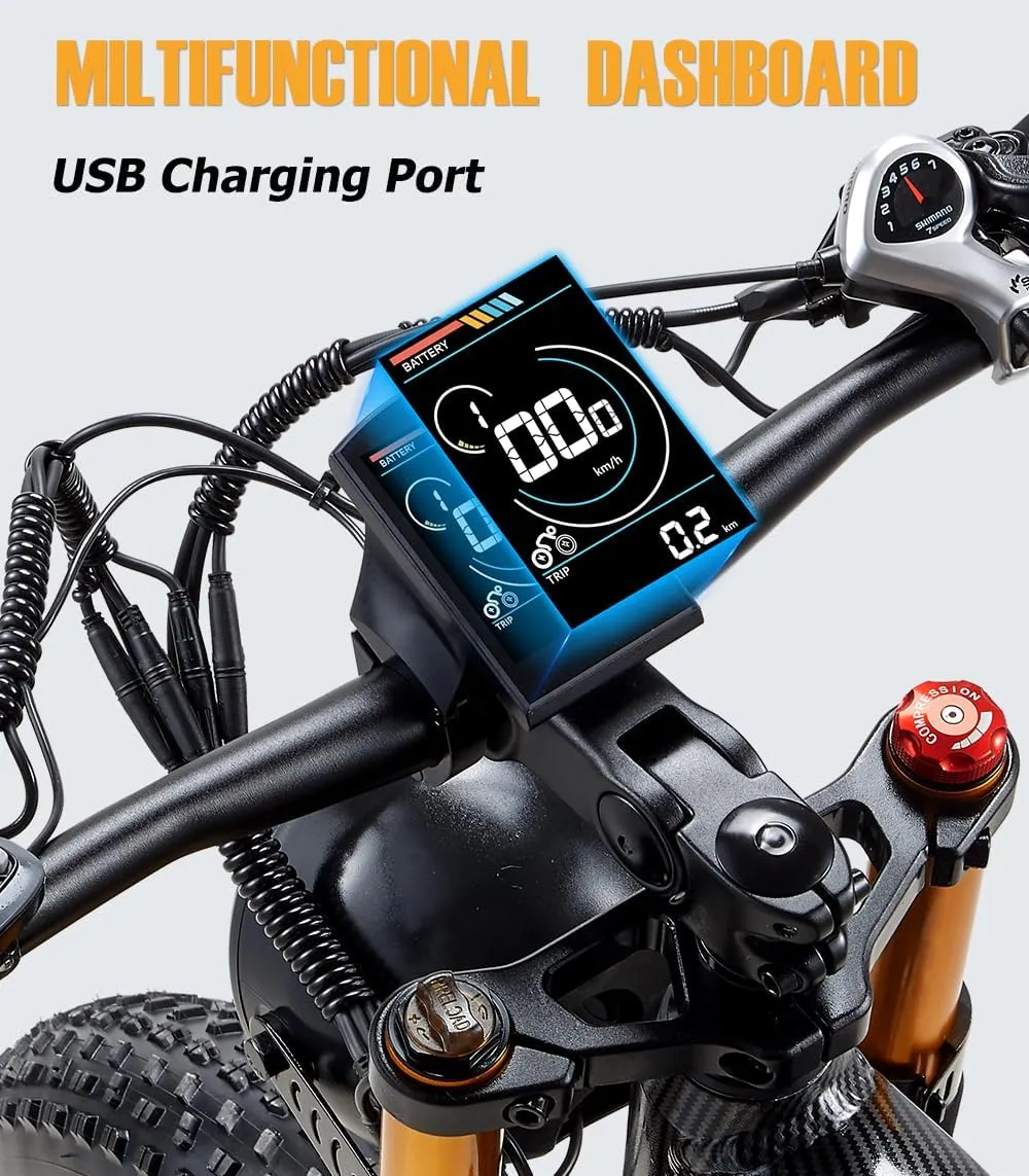 Dual Motor 2000W/1000W Electric Bike for Adult 48V 30AH/20Ah Removable Battery Up to &120 Miles Long Range 26"Fat Tire Off Road Mountain Full Suspension Electric Bicycle,Adjustable Stem,UL Certified