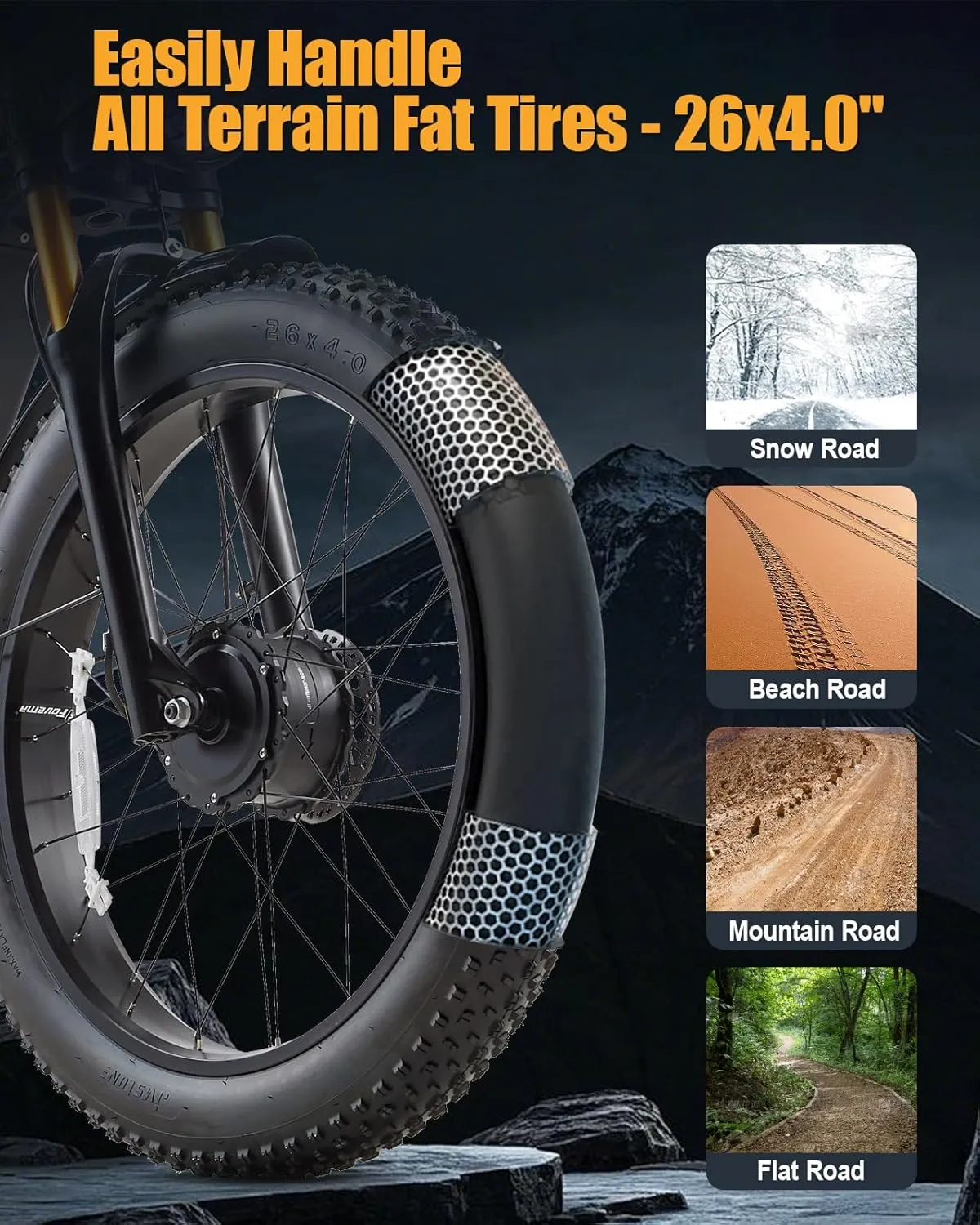 Dual Motor 2000W/1000W Electric Bike for Adult 48V 30AH/20Ah Removable Battery Up to &120 Miles Long Range 26"Fat Tire Off Road Mountain Full Suspension Electric Bicycle,Adjustable Stem,UL Certified