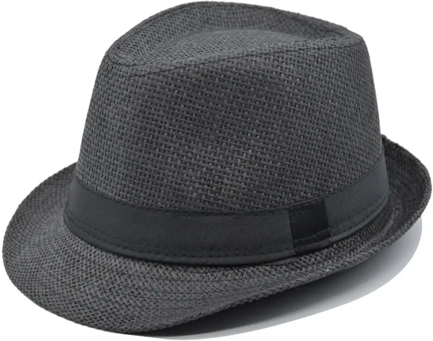 Fashion Unisex Straw Hat Ribbon Curling Brim Jazz Fedora Hat Panama Outdoor Beach Hats