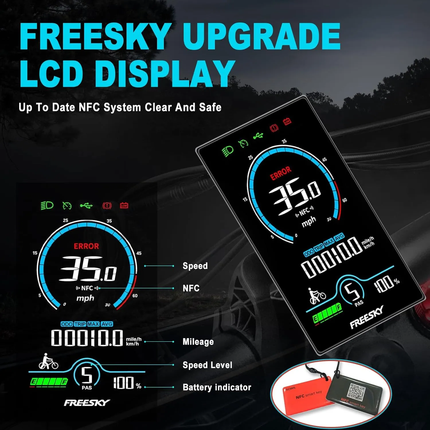 FREESKY Upgraded 2025 Dual Battery Electric Bike for Adults 2500W 48V 41Ah 38MPH&90-160 Miles Long Range 26" Fat Tire Full Suspension E Bike with Dual Hydraulic Brakes