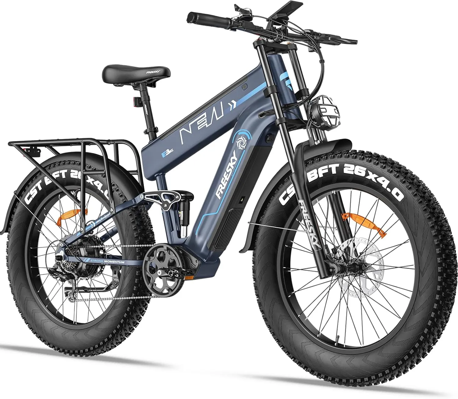 FREESKY Upgraded 2025 Dual Battery Electric Bike for Adults 2500W 48V 41Ah 38MPH&90-160 Miles Long Range 26" Fat Tire Full Suspension E Bike with Dual Hydraulic Brakes