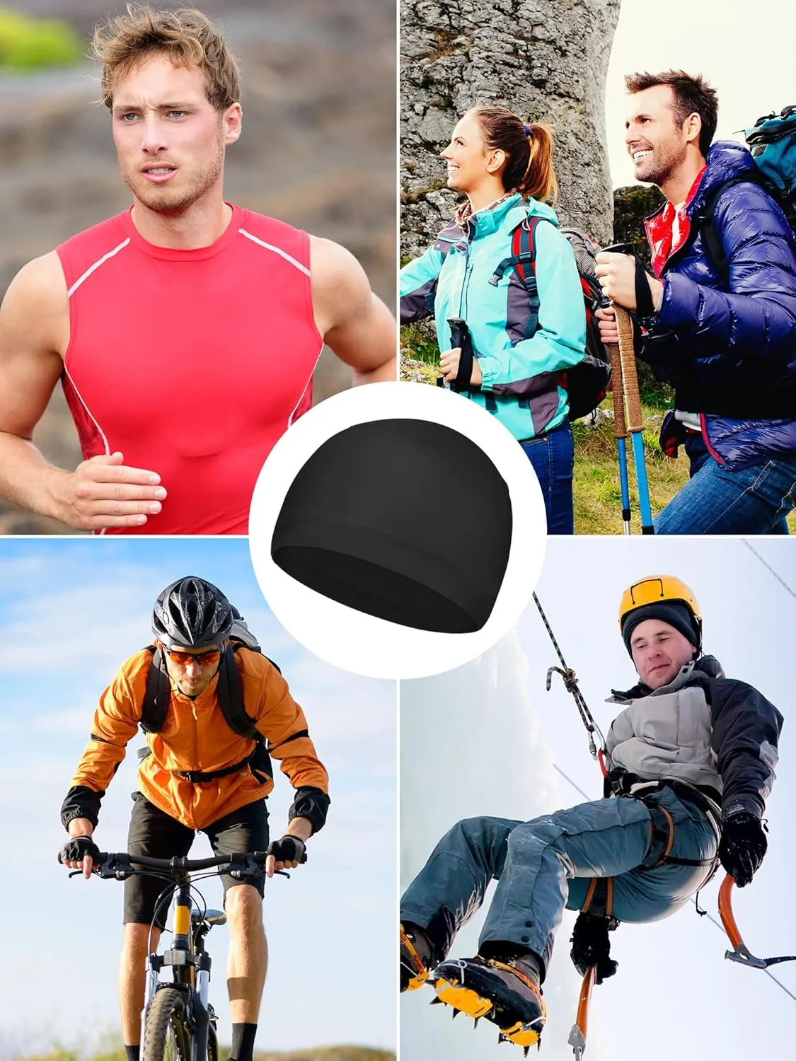 Geyoga 6 Pieces Cooling Skull Cap Helmet Hard Hat Liner Sweat Wicking Cap Running Hats for Cycling Do Rag Men Women