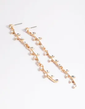Gold Bendy Vine Drop Earrings