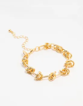 Gold Plated Knotted Link Bracelet