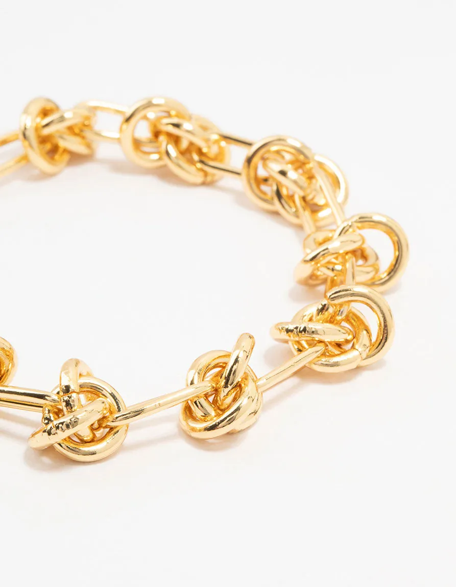 Gold Plated Knotted Link Bracelet