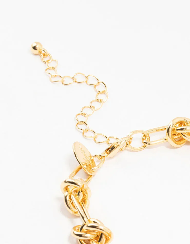 Gold Plated Knotted Link Bracelet