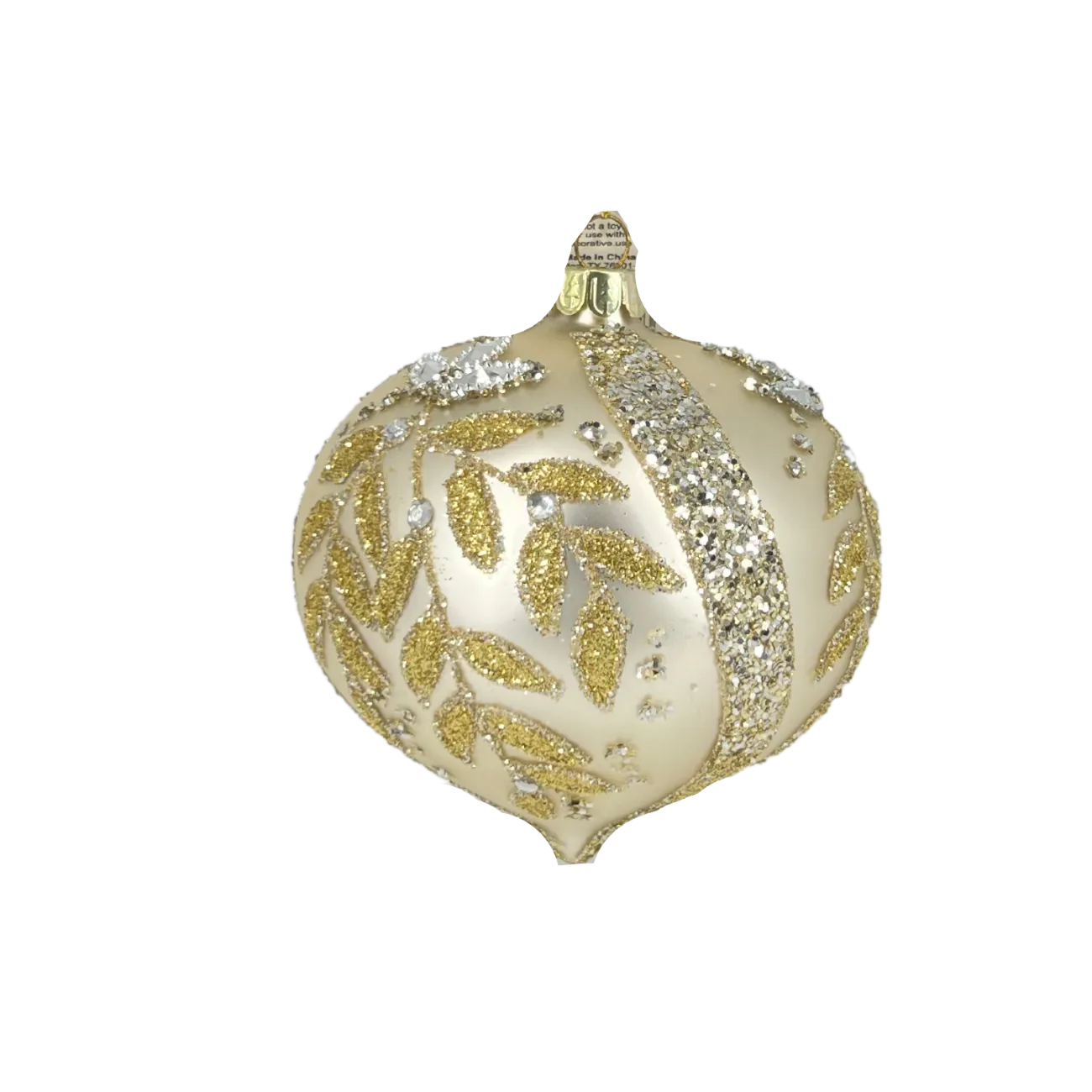 Gold Ribbon and Leaves Ornament